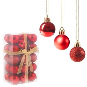 Set de 30 de globuri roșii de Crăciun Springos în cutie - Decorațiuni pentru pomul de Crăciun