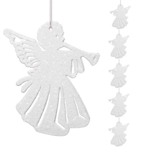 Springos ornamente pentru pomul de Crăciun 6 bucăți "înger" - alb/lucios