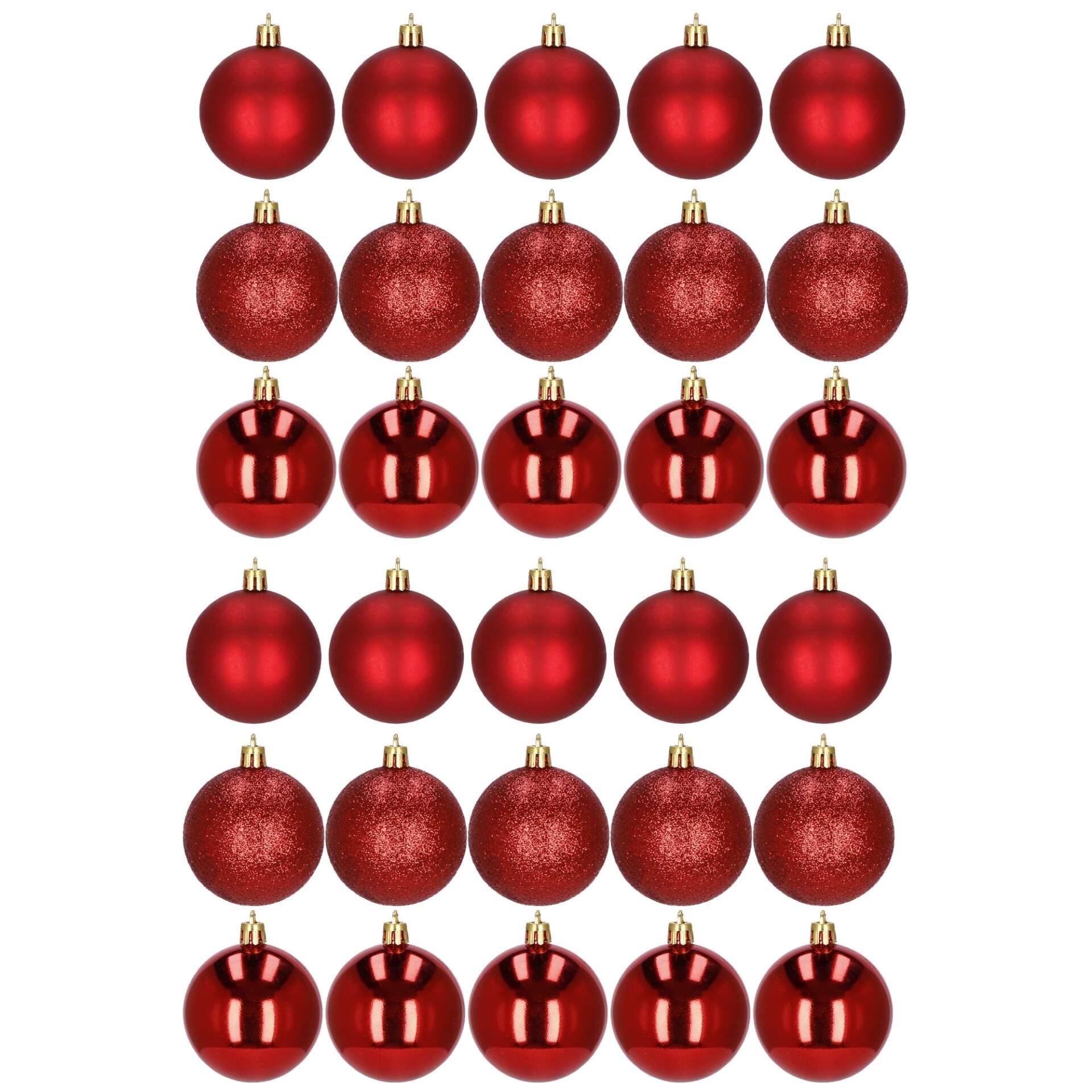 Springos Karácsonyfa gömbök 6 cm 30 db - piros