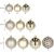 Springos gold Christmas ornament set sizes