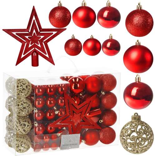 Springos Christbaumschmuck-Set, 101 Stück, rot und gold