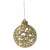 Gold Christmas tree ornament, glitter, 6cm, with swirls