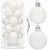 Springos white Christmas ornament set with packaging and string