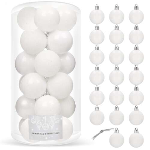 Set de 20 ornamente de Crăciun albe, 4 cm, Springos