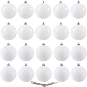 Set globuri de Craciun, 20 bucati, 6cm, alb perlat