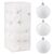 Springos White Christmas Ornaments 6cm 20pcs in Box with Glitter and Pearl Finish Ornaments