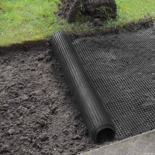 Springos mole net installed in garden, underground barrier, lawn protection