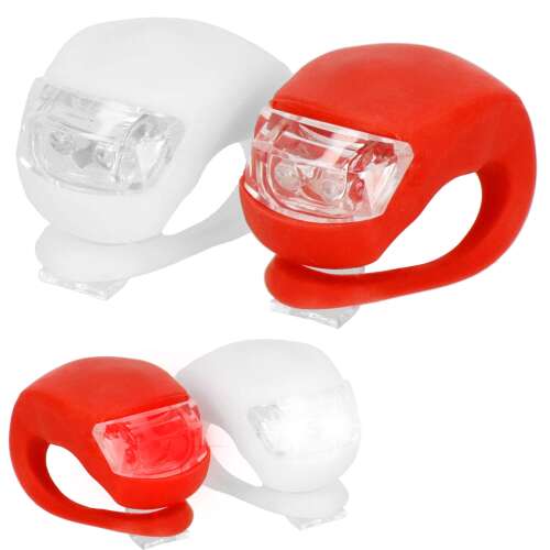 Springos LED bike light set, red and white silicone bicycle lights