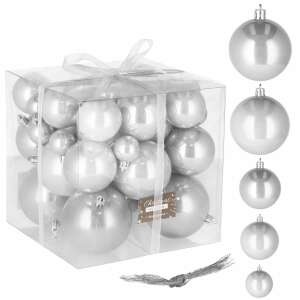 Set silberner Weihnachtsbaumkugeln, Springos - Christbaumschmuck