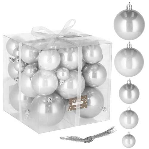 Set silberner Weihnachtsbaumkugeln, Springos