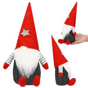 Springos Christmas gnome decoration, red and grey, multiple angles - Christmas Decoration