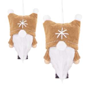 Springos karácsonyfa dísz, manó, barna, két dísz - Springos