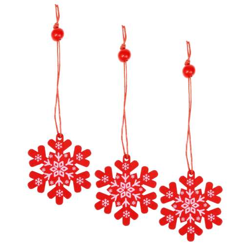 Vianočná dekorácia Springos "snehová vločka" 3 kusy - červená/biela