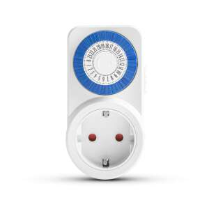 Cronometru analogic cu priză europeană, alb, cadran albastru, cronometru de 24 de ore - Cronometre