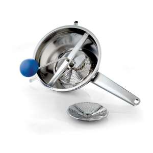 Jolly 20 cm mlynček na jedlo z nehrdzavejúcej ocele s dvoma vymeniteľnými kotúčmi - Ručné pasírovače