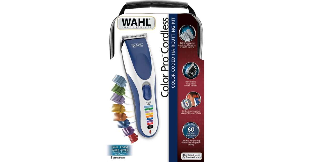 Wahl Color Pro Cordless Hair Clippers blue white Pepita