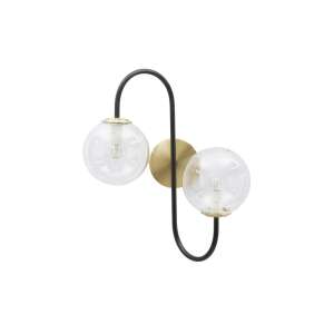 Lampă de perete BUBBLE IRON negru și auriu cu două abajururi din sticlă transparentă - Aplice perete