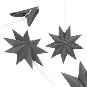Kollázs a Springos szürke papírcsillag dekorációról, összehajtva és kibontva - Springos