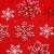 Close up of the red and white snowflake table runner