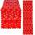 Springos red and white snowflake table runner, two views