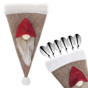 Springos Świąteczny uchwyt na sztućce z krasnalem ze sztućcami, świąteczne nakrycie stołu - Lightshine, Dekoracja świąteczna na zewnątrz, Ozdoby choinkowe, Dekoracja świąteczna i Kostium Świętego Mikołaja