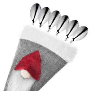 Springos gnome cutlery holder, 2 pack, gray, red hat, white beard, Christmas decoration - Springos