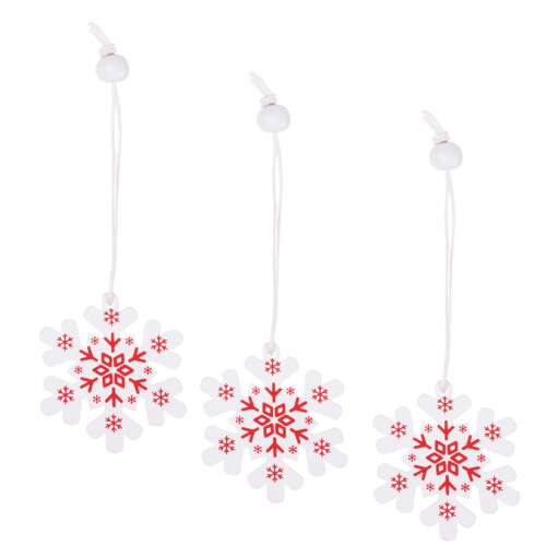 Vianočná dekorácia Springos "snehová vločka" 3 kusy - biela/červená
