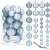 Set of 30 light blue Christmas ornaments, 4, 5, and 6 cm, Springos