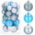 Springos 30-piece light blue Christmas ornament set in packaging with ornaments
