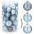 Set of 30 light blue Christmas ornaments, 4, 5, and 6 cm, Springos