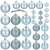 Springos 30-piece light blue Christmas ornament set, matte, shiny and glitter