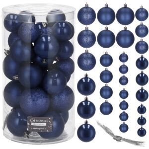 Springos 30-piece dark blue Christmas ornaments in clear tube - Christmas tree ornament