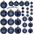 Springos 30-piece dark blue and silver Christmas ornament set