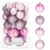 Springos pink Christmas ornaments set in packaging and individual ornaments