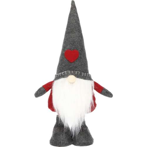 Dekoracja świąteczna Springos, krasnal, czerwony i szary, 67 cm wysokości, z sercem na czapce