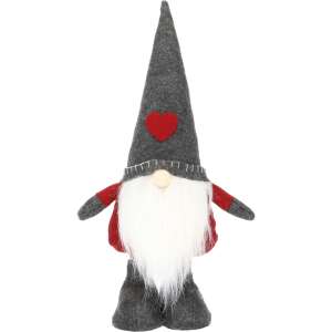 Decoratiune de Crăciun Springos, gnom, roșu și gri, 67 cm înălțime, cu inimă pe pălărie - Crăciun