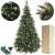 Springos 150 cm artificial Christmas tree with snow-frosted tips and pine cones, stand, disassembled parts and packaging