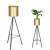 Springos metal plant stand with gold pot, black tripod stand, two plant stands with plants