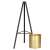 Springos metal plant stand, black tripod stand, gold pot