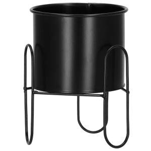 Springos black metal plant stand with pot, 18 cm - Plant Stand