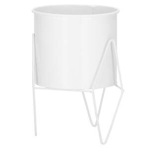 White metal plant stand with pot, Springos - Plant Stand