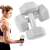 Springos 3kg grey dumbbells, pair, with woman using them for workout