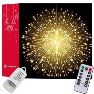 Springos 100 LED tűzijáték fények távirányítóval, meleg fehér, 8 funkció - Springos