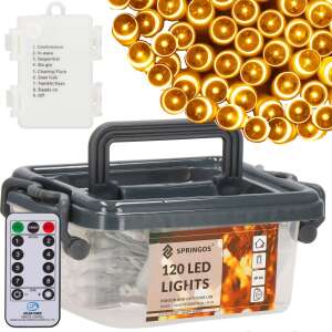Springos 120 LED światełek z pilotem, ciepły biały, 9 metrów długości, 8 trybów oświetlenia, do użytku wewnątrz i na zewnątrz - Springos Lightshine