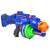 Blaze Storm toy gun, blue and orange, 3/4 view