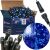Springos 300 LED blue Christmas lights in box with connectors and usage example