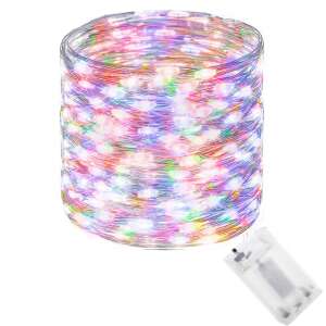 Springos 100 LED Kupfer Lichterkette, batteriebetrieben, mehrfarbig, 9,9 m lang - Lichterketten