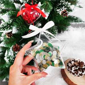 Springos clear acrylic star ornament filled with confetti, Christmas tree decoration - Christmas tree ornament