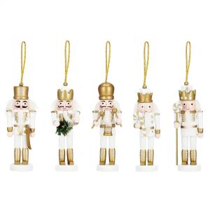 5 darabos Springos fehér és arany diótörő karácsonyfadísz készlet - Springos