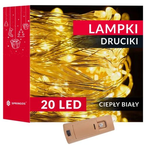 Springos 20 LED elemes LED fényfüzér, meleg fehér - Szezonális dekoráció